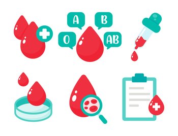 Blood vector that indicates blood type. The concept of a blood test to diagnose a serious disease.