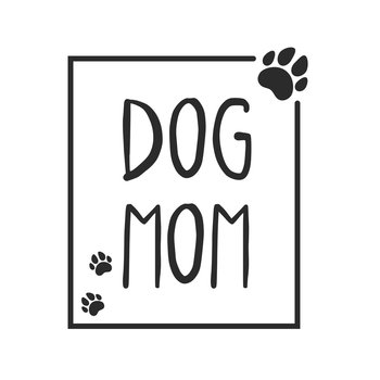 Dog mom text design from dog footprints and hearts For the shirt pattern as a gift to mom