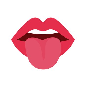Mouth icon. Lips that open their mouth until they see teeth and tongue inside the mouth.