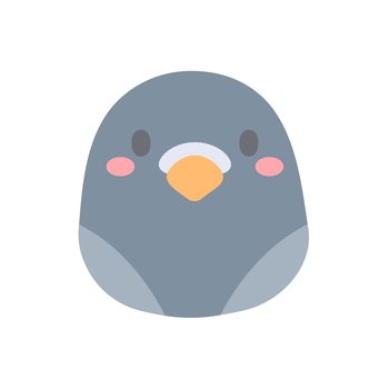 Pigeon vector. cute animal face design for kids.