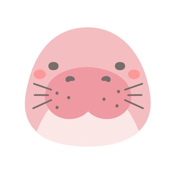 dugong vector. cute animal face design for kids.