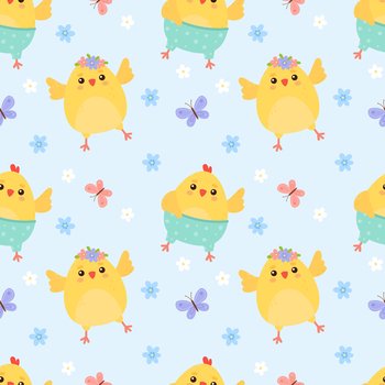 Funny chickens seamless vector pattern. Baby vector background for fabric, wrapping paper, etc.. Funny chickens seamless vector pattern. Baby vector background