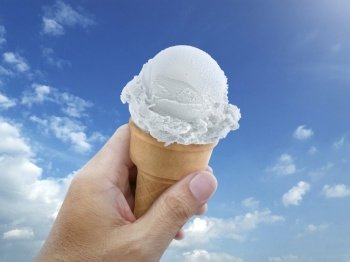 Ice cream cone rising to the hot summer sky