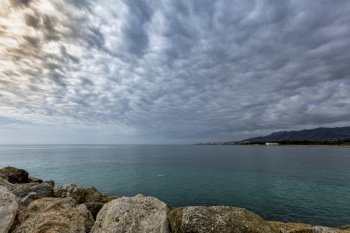 beautiful landscape of the sea with clouds on a cloudy day