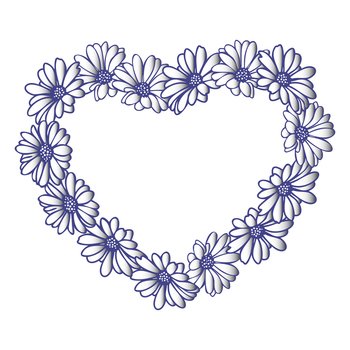 Daisy hearts frame for valentines day Vector isolate on white background.. Valentines day floral heart frame with daisy flower