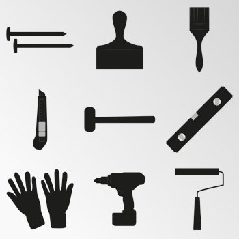 Set of objects on the theme of Repair Tools. Vector illustration on the theme Repair Tools