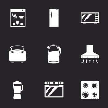 Kitchen Appliances icons. Black background