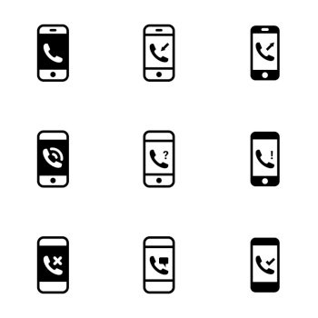 Icons for theme Phone, smartphone , vector, icon, set. White background