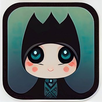 Cute gothic witch anime style 3d illustrated