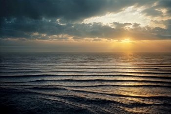 Calm beautiful sea at sunset 3d illustrated