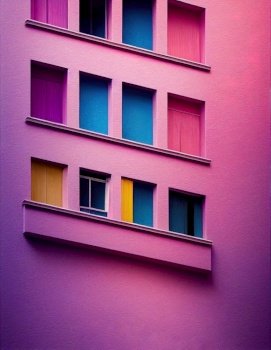 Pink colorful apartments 3d illustrated