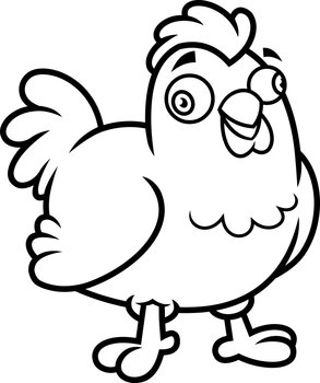 ?utlined Cute Chicken Cartoon Character. Vector Hand Drawn Illustration Isolated On Transparent Background