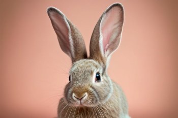 Wild bunny rabbit on pastel background, Happy easter holiday concept