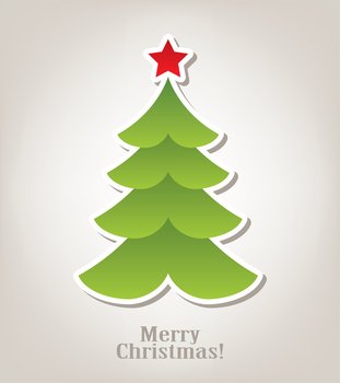 vector greeting card with christmas tree 