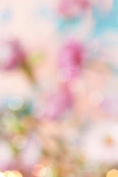 Abstract blurred floral background with spring and Mother’s Day concept. Creative bokeh in pastel colors.