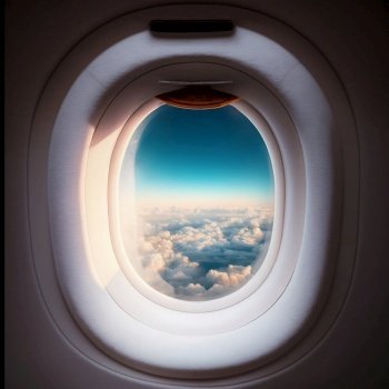Airplane Window Porthole. Generative AI. High quality illustration. Airplane Window Porthole. Generative AI