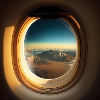Airplane Window Porthole. Generative AI. High quality illustration. Airplane Window Porthole. Generative AI