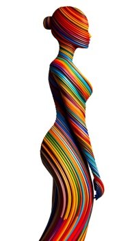 Silhouette of a Woman with Colorful Stripes. Generative ai. High quality illustration. Silhouette of a Woman with Colorful Stripes. Generative ai