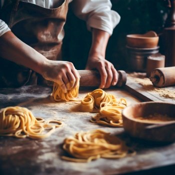 Process of Making Cooking Homemade Pasta. Generative ai. High quality illustration. Process of Making Cooking Homemade Pasta. Generative ai
