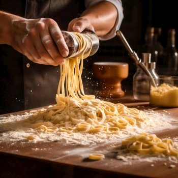 Process of Making Cooking Homemade Pasta. Generative ai. High quality illustration. Process of Making Cooking Homemade Pasta. Generative ai