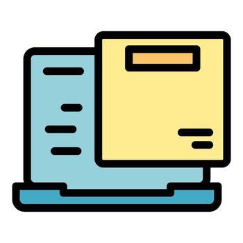 Laptop online order icon outline vector. Claim data. Resume report color flat. Laptop online order icon vector flat