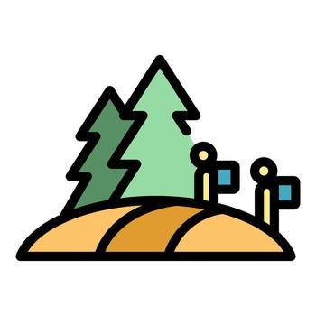 Family eco tourism icon outline vector. Walk forest. Nature people color flat. Family eco tourism icon vector flat