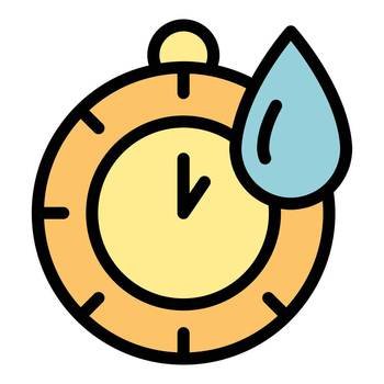 Save water time icon outline vector. Drop eco. Clean water color flat. Save water time icon vector flat