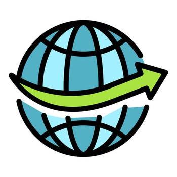 Planet journey icon outline vector. World globe. Map global color flat. Planet journey icon vector flat