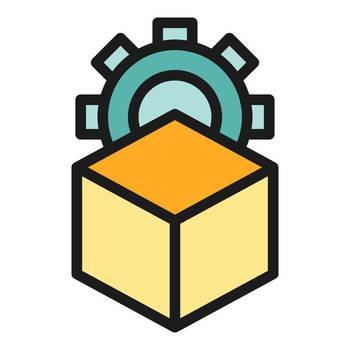 Edit cube gear icon outline vector. Scale digital. Tool data color flat. Edit cube gear icon vector flat