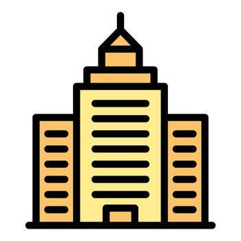 Bank building icon outline vector. Modern store. Shop market color flat. Bank building icon vector flat