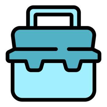 Tool case icon outline vector. Toolbox repair. Carpenter equipment color flat. Tool case icon vector flat