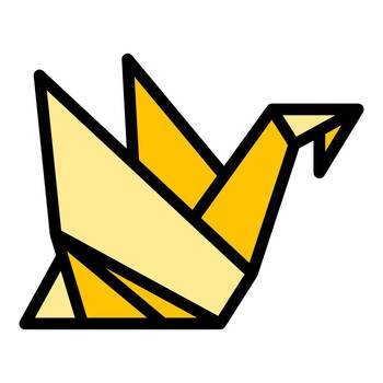 Home bird origami icon outline vector. Paper polygon. Japan art color flat. Home bird origami icon vector flat