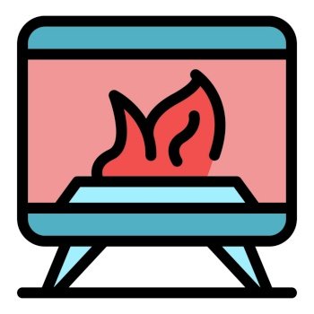 Heater furnace icon outline vector. Air stove. Fire heat color flat. Heater furnace icon vector flat