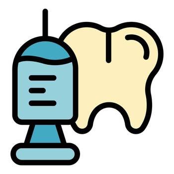 Tooth injection icon outline vector. Dentist care. Clinic clean color flat. Tooth injection icon vector flat