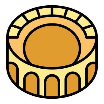 Circle amphitheater icon outline vector. Building architecture. Work stadium color flat. Circle amphitheater icon vector flat