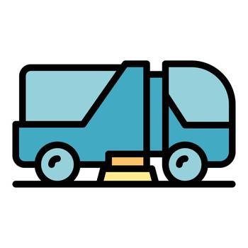 Dirty machine icon outline vector. Street truck. Cleaner municipal color flat. Dirty machine icon vector flat