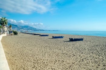 View of the beach of Fuengirola, Andalusia, southern Spain