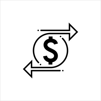 Cash Flow Icon, Money, Currency Flow, Inflow Outflow, Business Economy Activity Vector Art Illustration