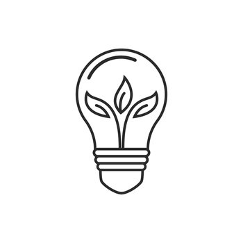 Eco light bulb nature logo vector flat design