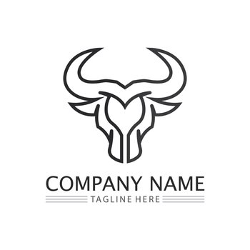 Bull logo horn and cow, Buffalo animal symbols vector template icons app