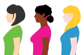 Profile group of women of different ethnicity, multi racial concept illustration