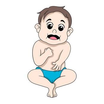 baby boy is sitting cute face moving funny. vector design illustration art