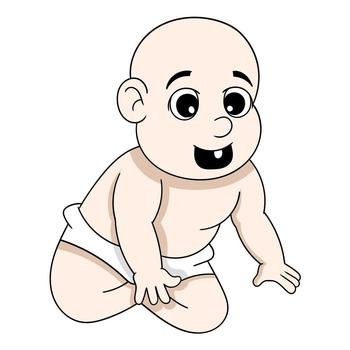 baby boy crawling cute face is approaching. vector design illustration art