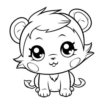 Cute Cartoon Monkey Vector Illustration for Coloring Book or Page