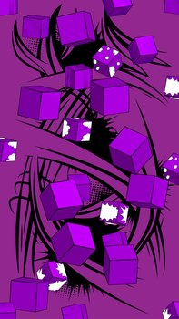 Dark Purple comic book wallpaper with cube shapes. Comics cartoon background poster, banner template.