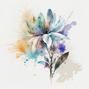 Watercolor flower isolated. Illustration Generative AI
