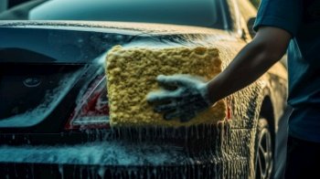 Car washing. Illustration Generative AI
