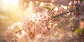 Cherry blossom background. Illustration Generative AI
