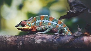 Chameleon in nature. Illustration Generative AI
