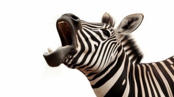 Funny Zebra on white background. Illustration Generative AI
